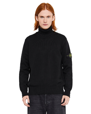 Stone Island 505A2 Logo Badge Turtleneck Sweater Black