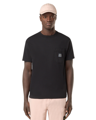 Stone Island 2100219 Organic Cotton Jersey 'FISSATO' EFFECT T-shirt Compass Patch Black