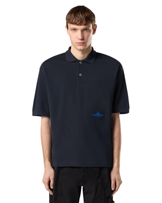Stone Island 2200002 50/2 ORGANIC COTTON PIQUE Short-sleeve Polo Shirt Navy Blue