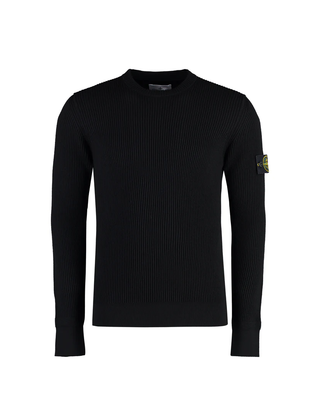 Stone Island 553C2 FULL RIB RWS WOOL Crewneck Sweater Black