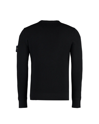 Stone Island 553C2 FULL RIB RWS WOOL Crewneck Sweater Black