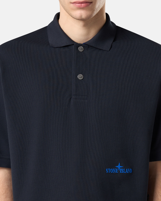 Stone Island 2200002 50/2 ORGANIC COTTON PIQUE Short-sleeve Polo Shirt Navy Blue