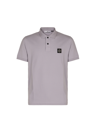 Stone Island 22002SC Organic Cotton Elastane Pique Polo T-Shirt Lilac
