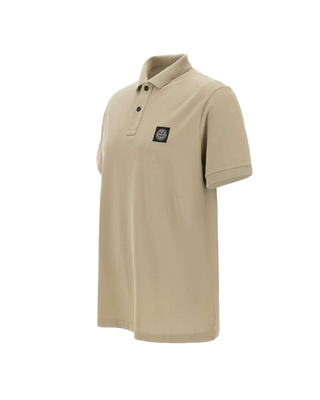 Stone Island 22002SC Organic Cotton Elastane Pique Polo T-Shirt Desert Beige