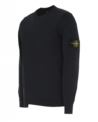 Stone Island 8015540 Cotton Crew-Neck Sweater Blue