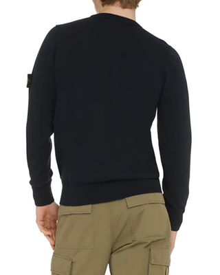 Stone Island 8015540 Cotton Crew-Neck Sweater Blue