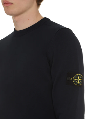 Stone Island 8015540 Cotton Crew-Neck Sweater Blue