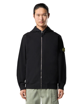 Stone Island 6100021 MALFILE FLEECE 'OLD' EFFECT Full Zip Hoodie Black