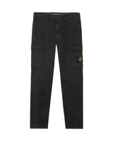Stretch Organic Broken Twill Cotton 'OLD' Effect Pants Black