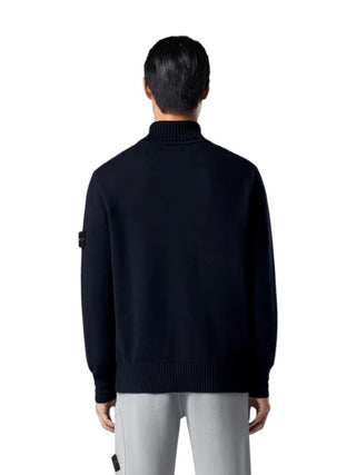 Stone Island 505A2 Logo Badge Turtleneck Sweater Blue