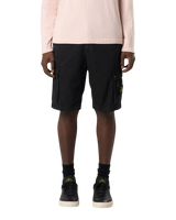 Organic Cotton Canvas 'OLD' Effect Bermuda Shorts Black