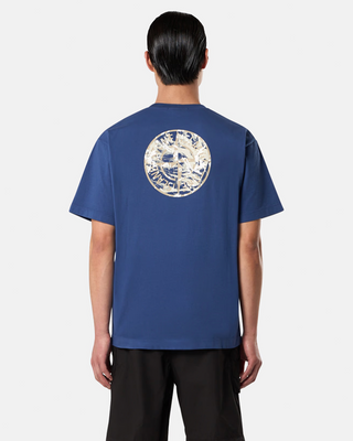 Stone Island 21002RC Combed Organic Cotton Jersey T-shirt  'Compass Camo' Print Blue