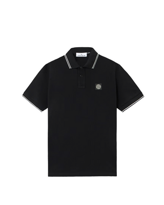 Stone Island 2200007 Organic Cotton Elastane Pique Polo T-Shirt Black