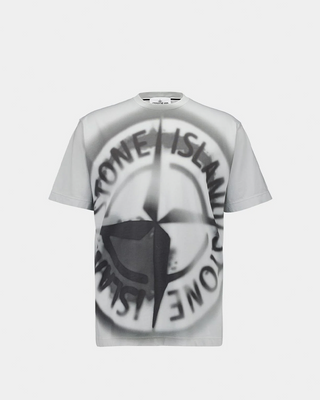 Stone Island 2RC89 30/1 Cotton Jersey 'Gradient Compass' Print T-Shirt Grey