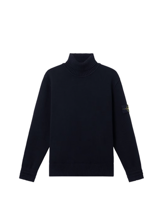 Stone Island 505A2 Logo Badge Turtleneck Sweater Blue