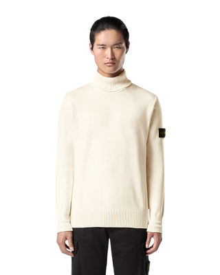Stone Island 505A2 Logo Badge Turtleneck Sweater White