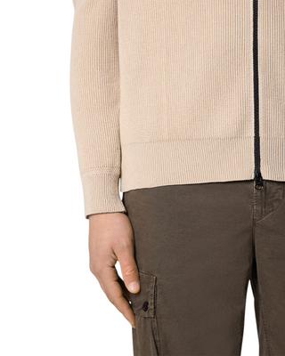 Stone Island 5100026 Ribbed Soft Organic Cotton Zip Cardigan Desert Beige