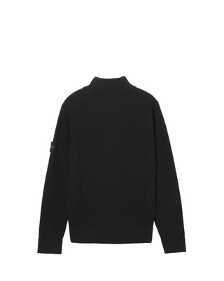 Stone Island 521A1 STRETCH RWS WOOL Half Zip Sweater Black