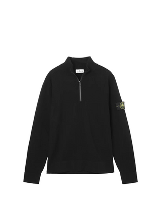 Stone Island 521A1 STRETCH RWS WOOL Half Zip Sweater Black