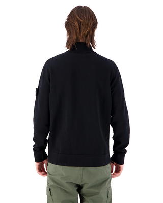 Stone Island 521A1 STRETCH RWS WOOL Half Zip Sweater Black
