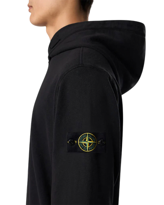 Stone Island 6100037 MALFILÉ FLEECE 'OLD' EFFECT Hoodie Black