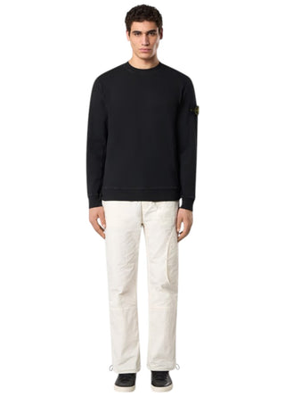Stone Island 6100020 MALFILE FLEECE 'OLD' EFFECT Crewneck Sweatshirt Black