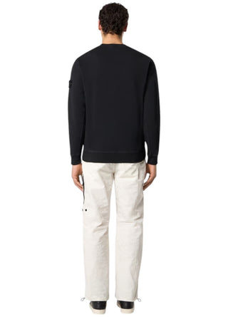 Stone Island 6100020 MALFILE FLEECE 'OLD' EFFECT Crewneck Sweatshirt Black