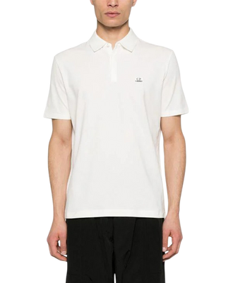 C.P. Company Stretch Piquet Three-Button Logo Polo Gauze White 18CMPL165A005263W