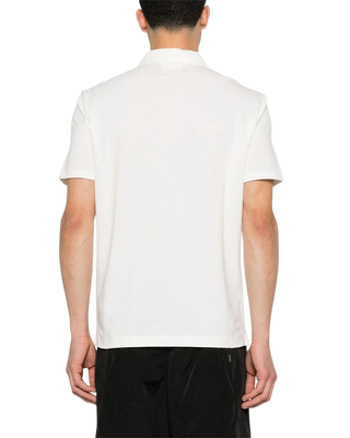 C.P. Company Stretch Piquet Three-Button Logo Polo Gauze White 18CMPL165A005263W