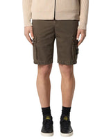 Organic Cotton Canvas 'OLD' Effect Bermuda Shorts Green