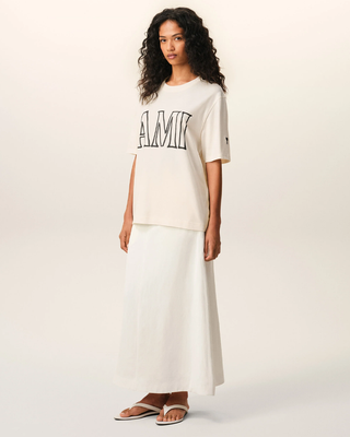 Ami Paris Cotton Print T-Shirt White Creame