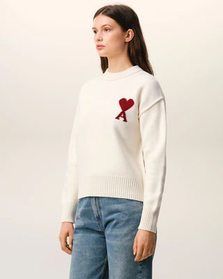 Ami Paris ADC Crewneck Wool Sweater White / Red