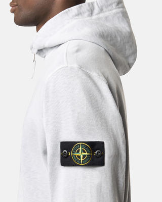 Stone Island 6100021 MALFILE FLEECE 'OLD' EFFECT Full Zip Hoodie Pearl Grey