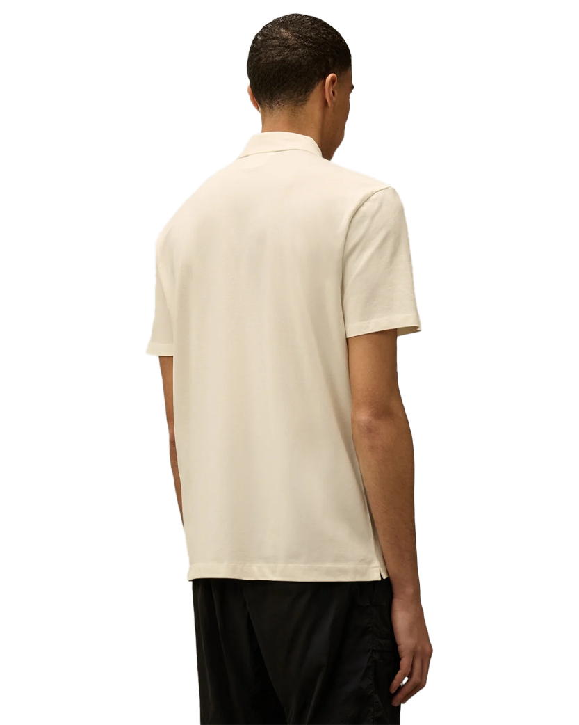 C.P. Company Stretch Piquet Three-Button Logo Polo Gauze White 18CMPL165A005263W