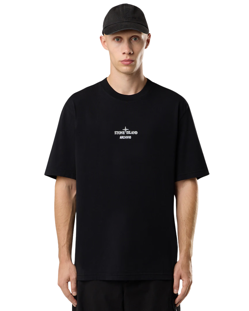 Stone Island 2100037 ORGANIC COTTON JERSEY T-shirt 'Archivio' Print Black