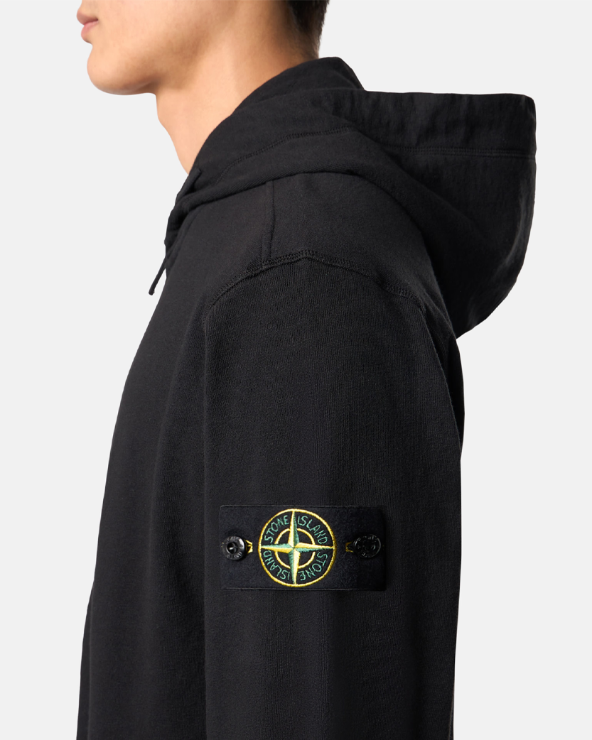 Stone Island 6100021 MALFILE FLEECE 'OLD' EFFECT Full Zip Hoodie Black