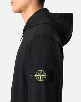Stone Island 6100021 MALFILE FLEECE 'OLD' EFFECT Full Zip Hoodie Black