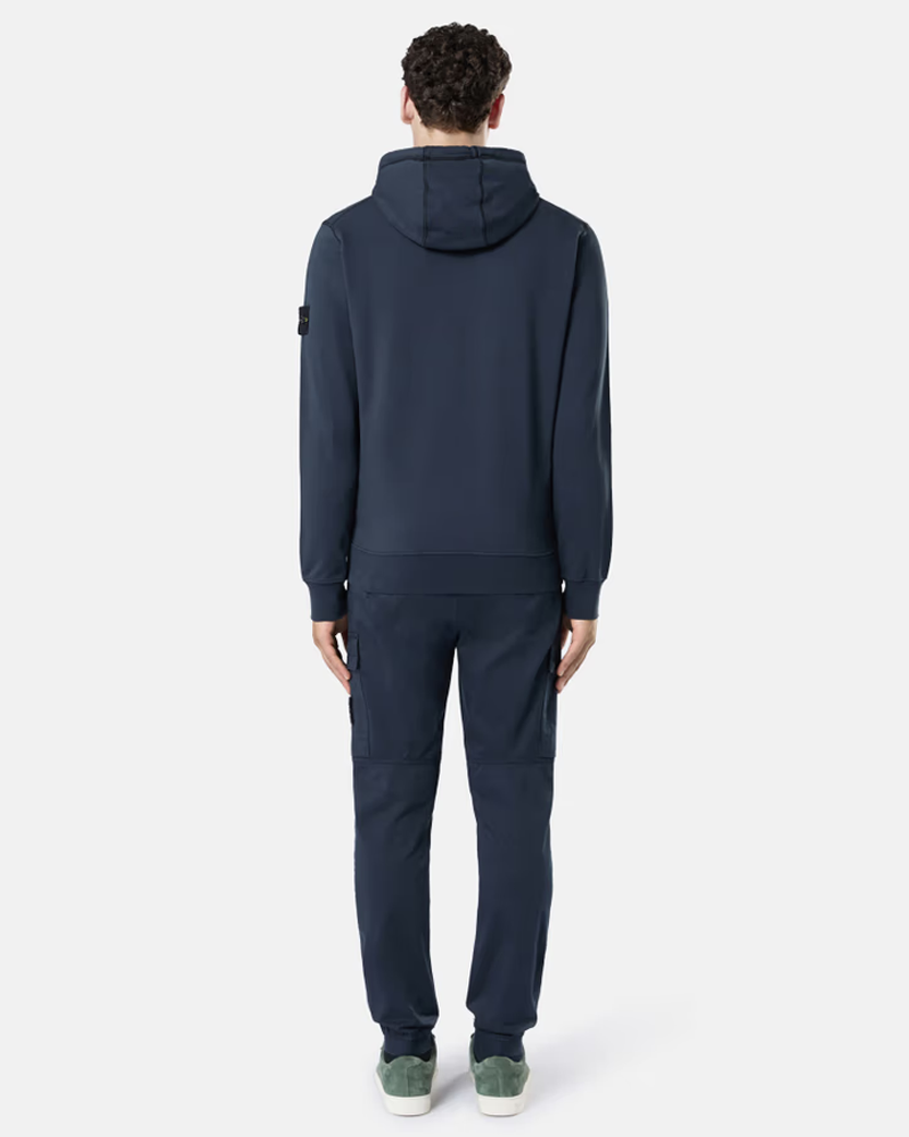 Stone Island 6100042 Organic Cotton Fleece Zip Hoodie Navy Blue