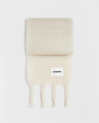 Jil Sander Slim Wool Blend Scarf White