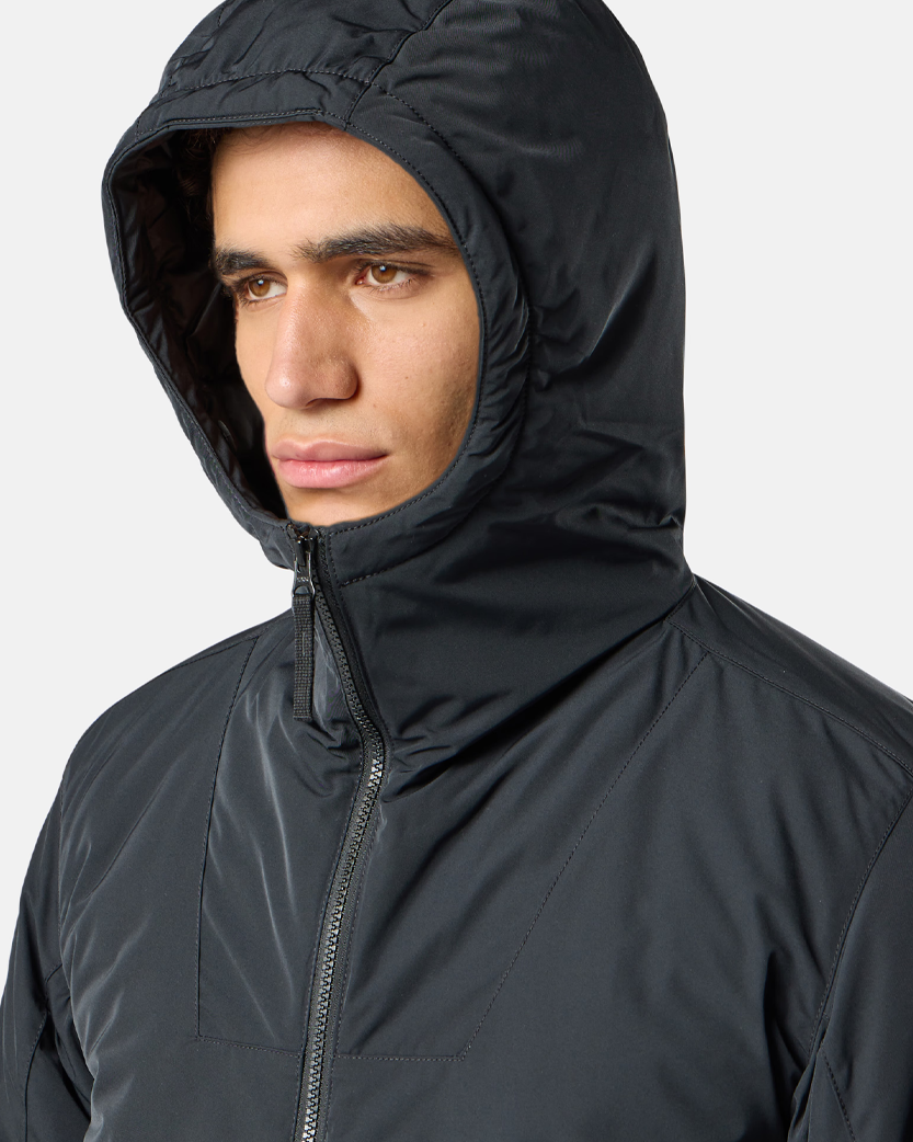 Stone Island 4100047 MICRO TWILL Padded Hooded Jacket Black
