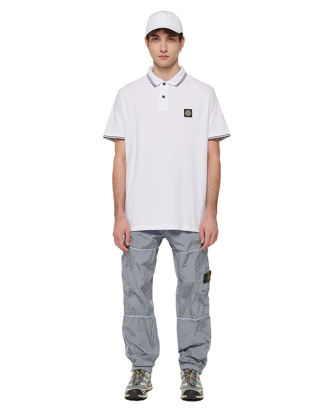 Stone Island 2SC18 Logo Polo Shirt White