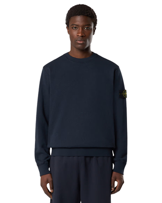 Stone Island 6100020 MALFILE FLEECE 'OLD' EFFECT Crewneck Sweatshirt Navy Blue