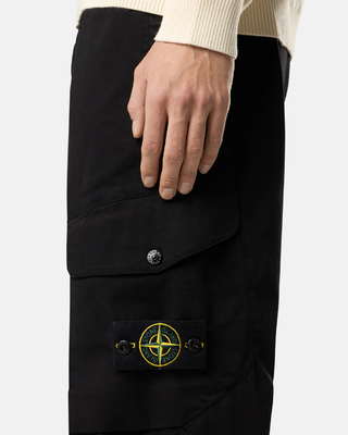Stone Island 3100339 Organic Stretch Cotton Satin Cargo Trousers Black