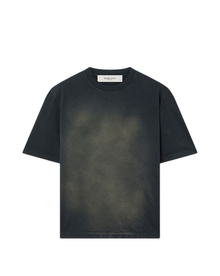 Golden Goose Cotton Jersey T-shirt Logo Embroidery Bleached Washed Black