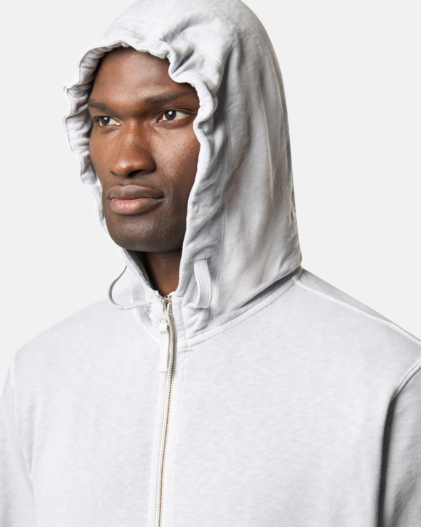 Stone Island 6100021 MALFILE FLEECE 'OLD' EFFECT Full Zip Hoodie Pearl Grey