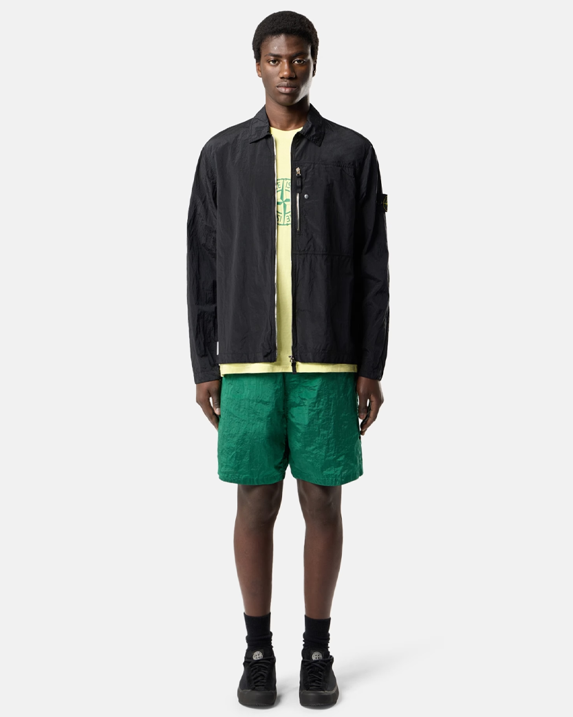Stone Island 1200038 NYLON METAL IN ECONYL® Zip Overshirt Black