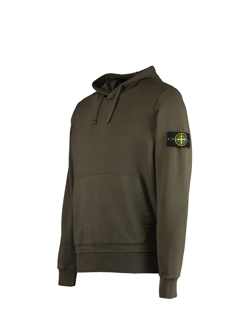 Stone Island 6100045 Organic Cotton Fleece Hoodie Military Green