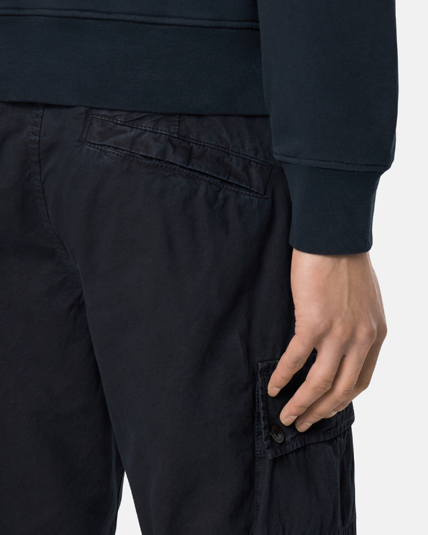 Stone Island L100011 Organic Cotton Canvas 'OLD' Effect Bermuda Shorts Navy Blue