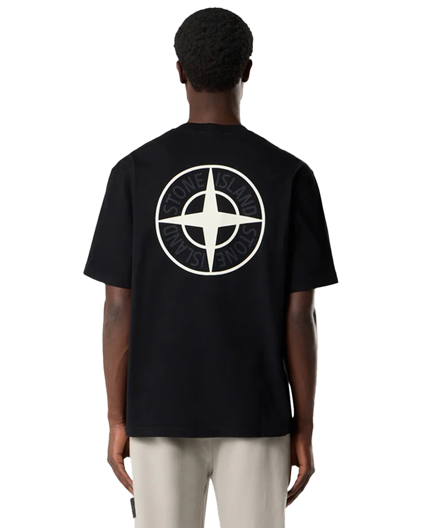 Stone Island 2100037 COMBED ORGANIC COTTON JERSEY T-Shirt '02 Industrial Logos' Print Black
