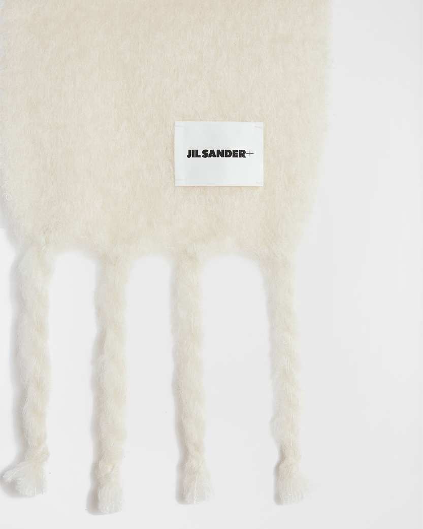 Jil Sander Slim Wool Blend Scarf White